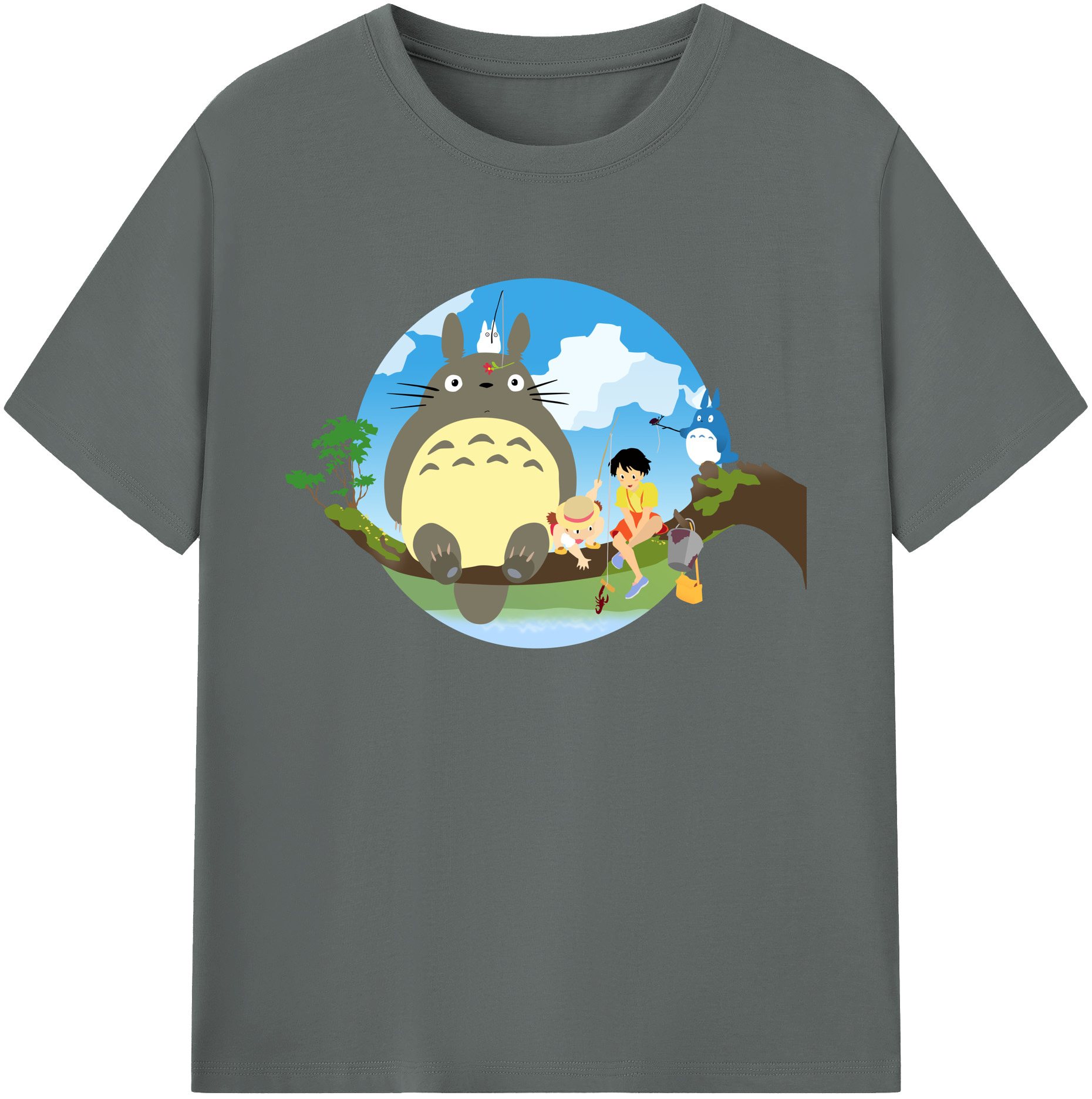 （画像用） となりのトトロ 草壁メイ 草壁サツキ My Neighbor Totoro Satsuki Kusakabe Mei Kusakabe 綿100％ メンズ半袖Tシャツ｜肌触りやわらか＆通気性